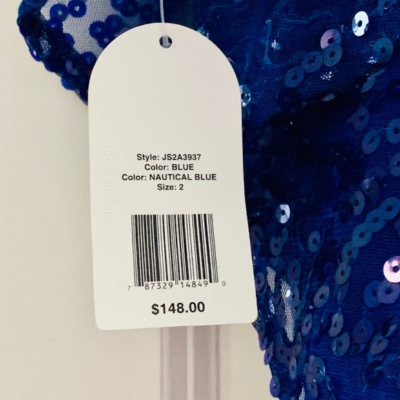 BLUE SEQUINED JESSICA SIMPSON DRESS - Picture 8 of 9